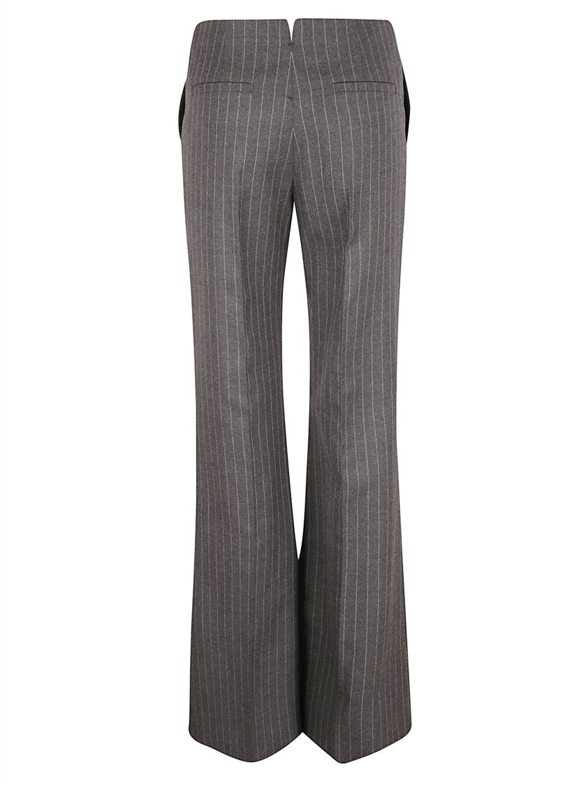 Chloé Striped Wool Bootcut Trousers With Raised Stitching