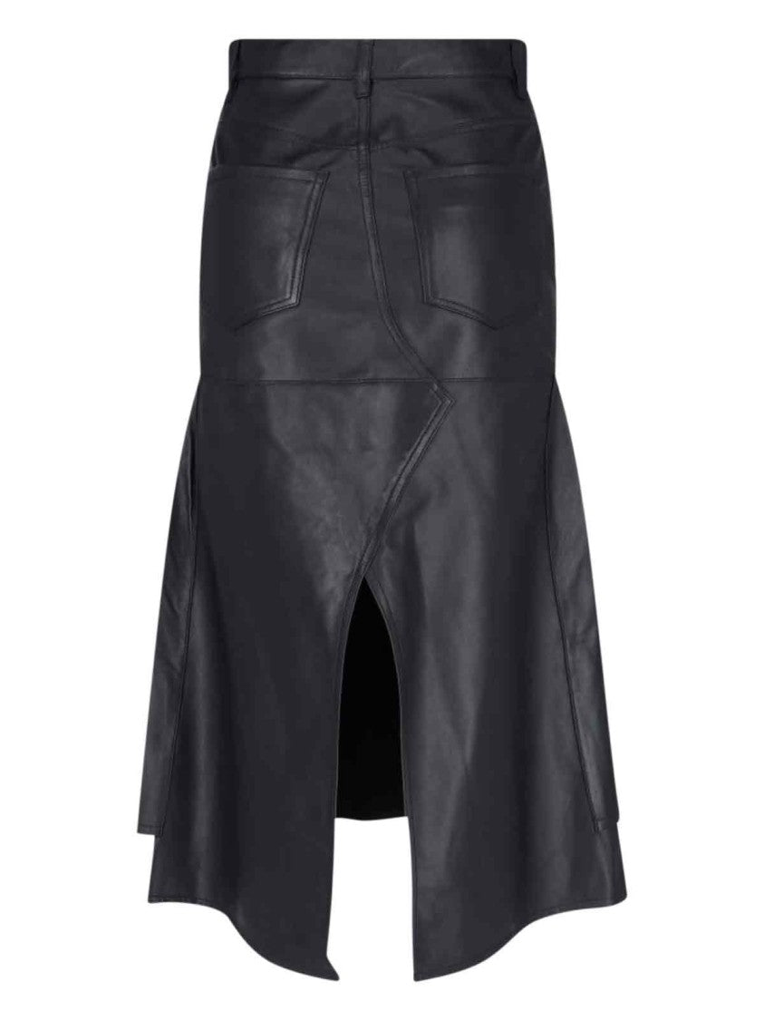 Victoria Beckham High-Waisted Leather Midi Skirt With Flared Design
