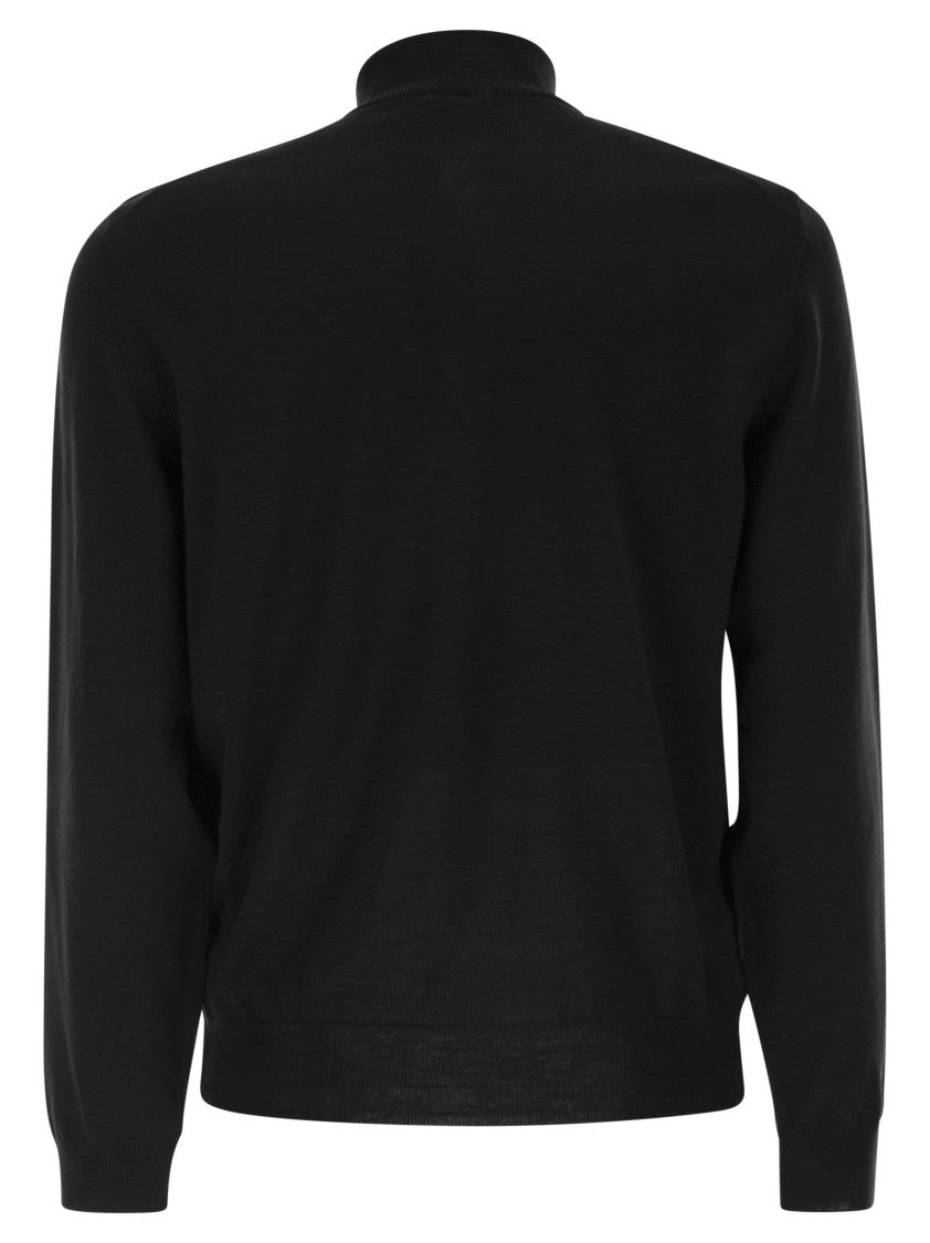 Boss Virgin Wool Jumper With Zip Collar