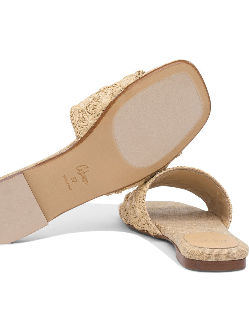 Castaner Beige Raffia Polythene Sandals