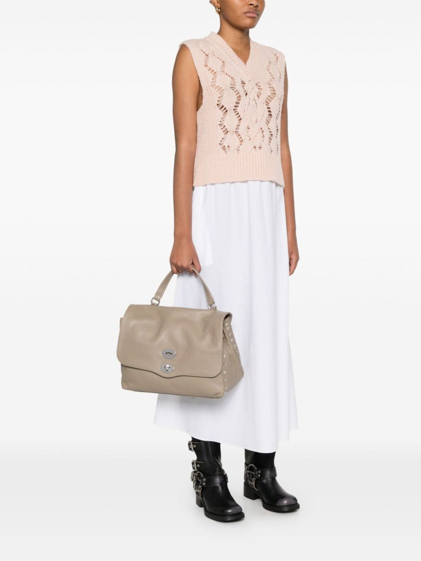 Zanellato Grey Structured Pebbled Leather Handbag