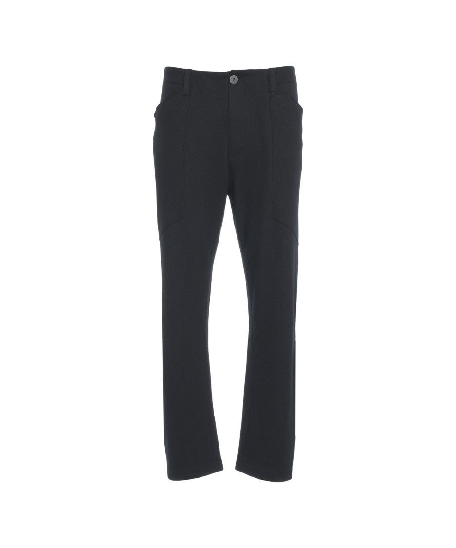 Transit Tailored Black Virgin Wool Chinos With Front Creases