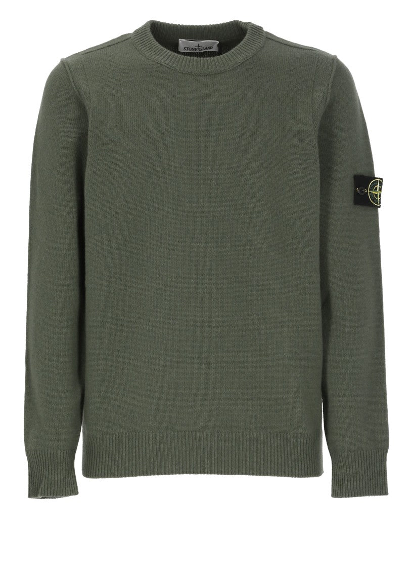 Stone Island Wool Sweater With Iconic Logo Patch