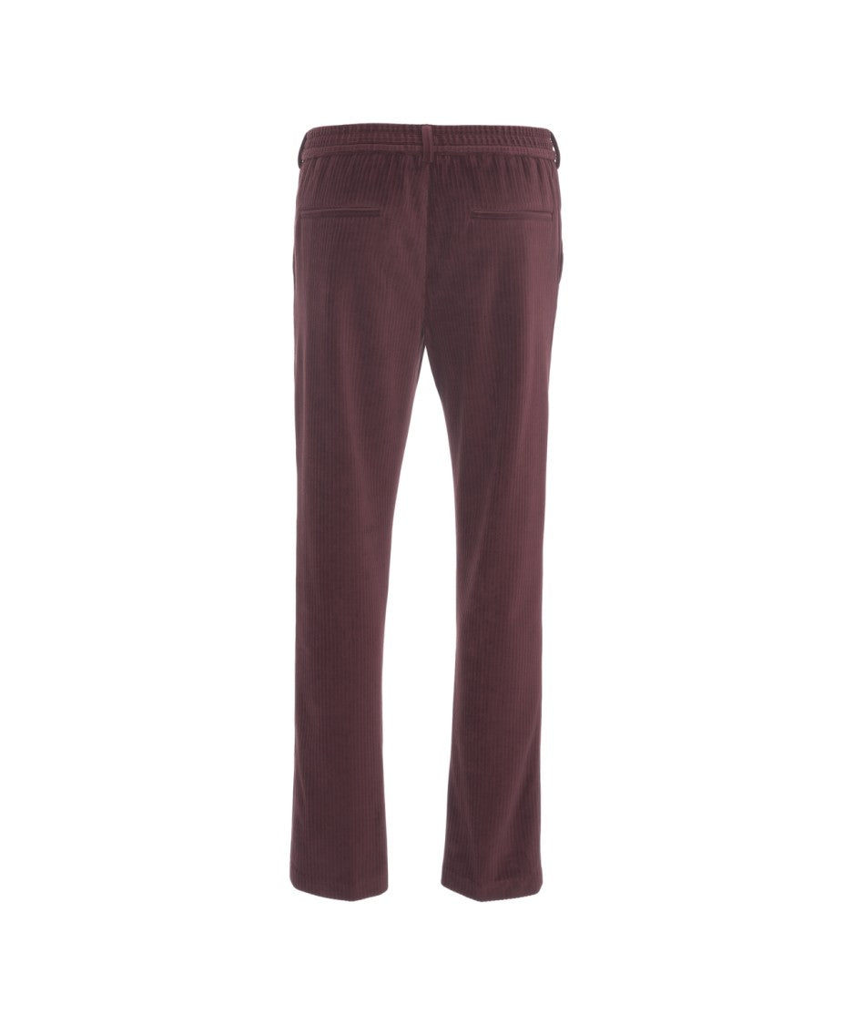 Circolo 1901 Slim Fit Casual Trousers With Ribbed Texture And Drawstring Waist