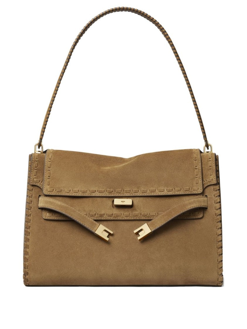 Tory Burch Rectangular Brown Calf Leather Shoulder Bag