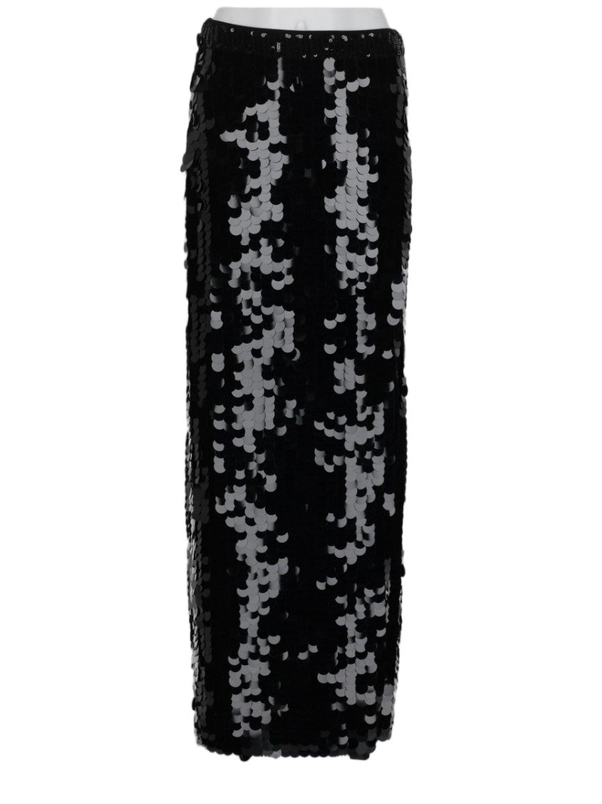 P.A.R.O.S.H. Sequined Black Midi Skirt With Reflective Surface