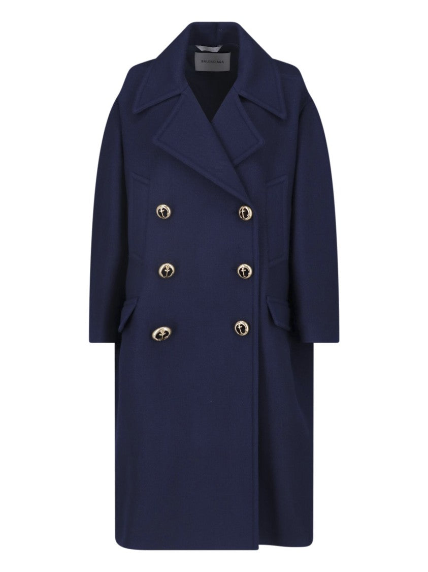 Balenciaga Double-Breasted Wool Peacoat