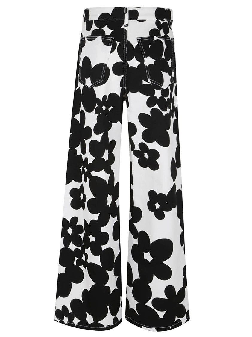 Marni Wide-Leg Trousers With Bold Floral Print