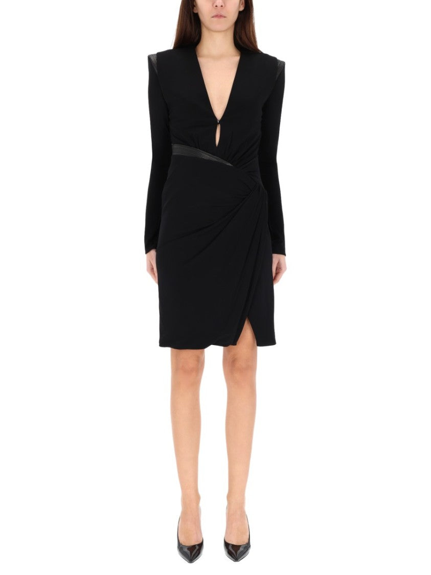 Versace V-Neck Contrasting Waist Mini Dress