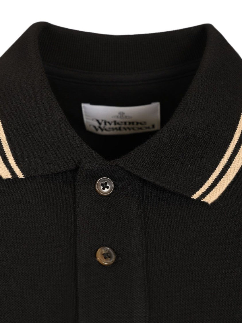 Vivienne Westwood Black Short-Sleeve Stripe Accent Polo Shirt