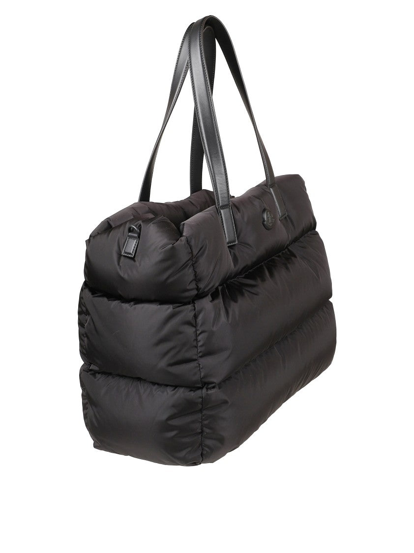 Moncler Padded Black Tote Bag With Quilted Puffer Exterior