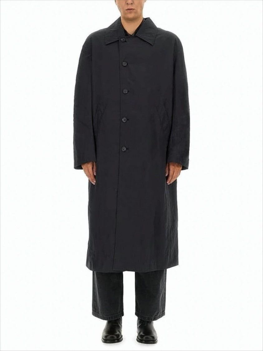 Our Legacy Black Long Coat With Classic Collar