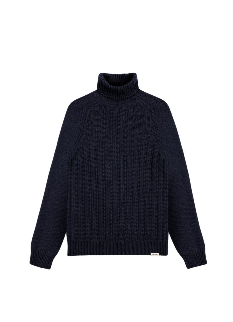 Colmar Blue Ribbed Knit Turtleneck Sweater