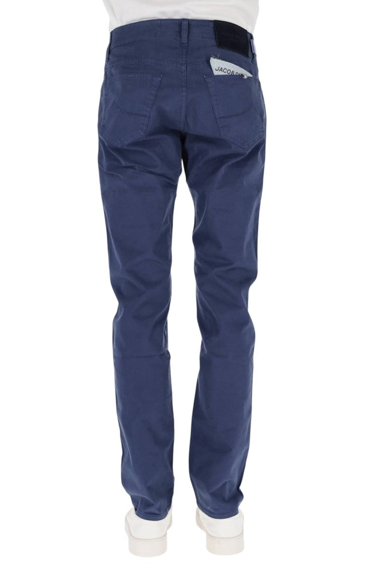 Jacob Cohen Slim-Fit Five-Pocket Cotton Pants With Unique Details