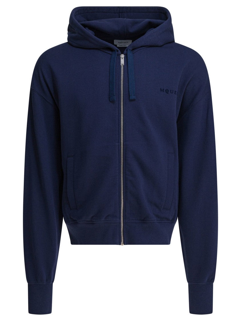 Alexander Mcqueen Full-Zip Hooded Sweatshirt With Embroidered Detailing