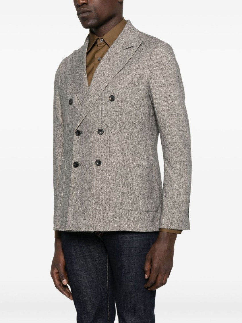 Circolo 1901 Double-Breasted Herringbone Jacket With Tailored Fit