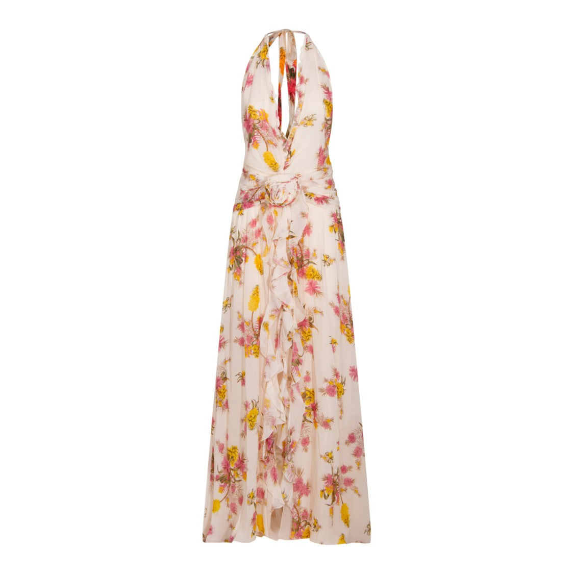 Blumarine Multicolor Draped Maxi Dress With Open Back