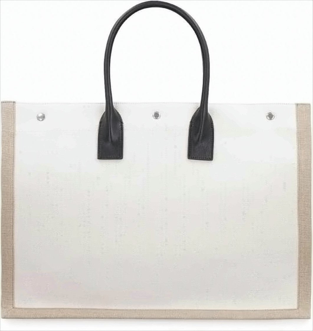 Saint Laurent Spacious Rectangle Tote Bag With Leather Handles
