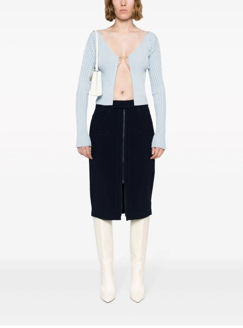 N°21 Figure-Hugging Midi Skirt With Front Zipper