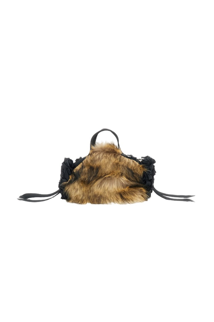 Simone Rocha Black Faux Fur Ribbon Mini Bag
