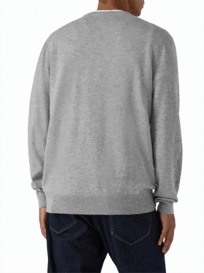 Mc2 Saint Barth Light Grey Cashmere-Wool Blend Crewneck Sweater