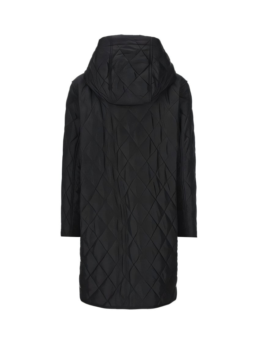 Burberry Diamond Quilted Black Padded Coat With Hood