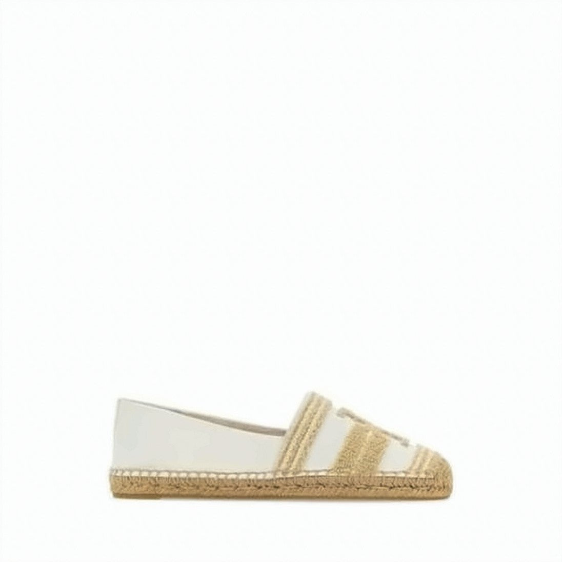 Tory Burch Woven Canvas Flat Shoes With Artisanal Detailing