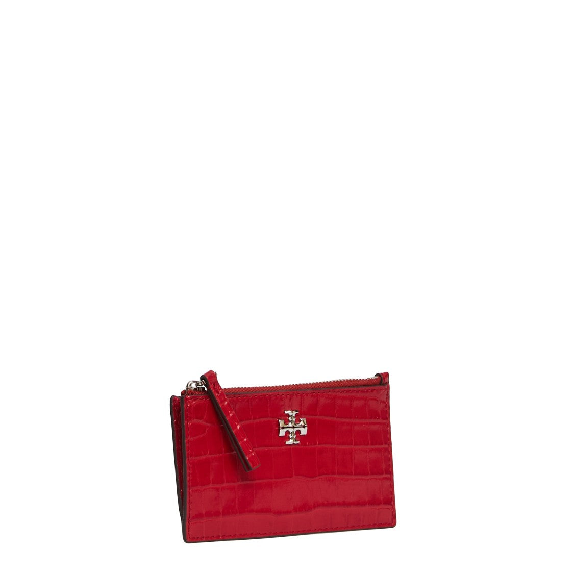 Tory Burch Kira Zip-Up Card Holder In Crocodile Effect