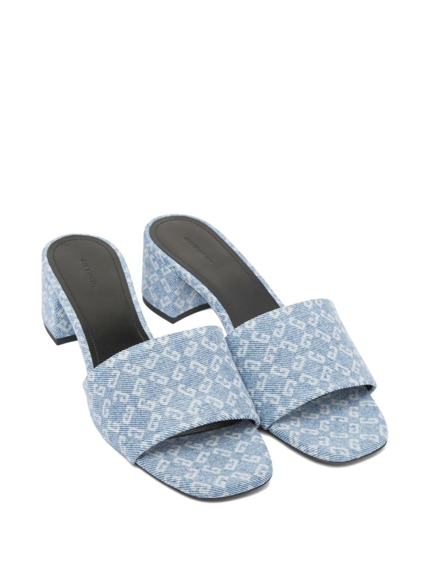 Givenchy Blue Low Block Heel Square Sandals