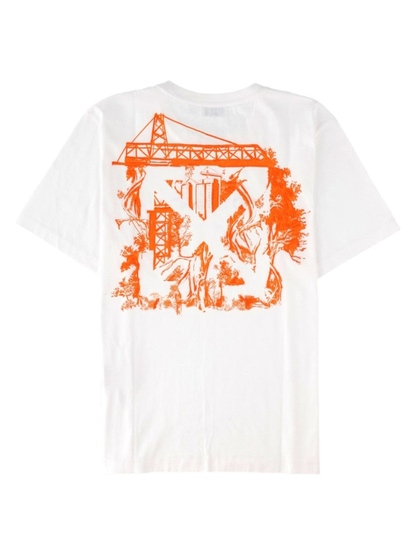 Off-White White Tie-Dye Graphic Printed Cotton T-Shirt