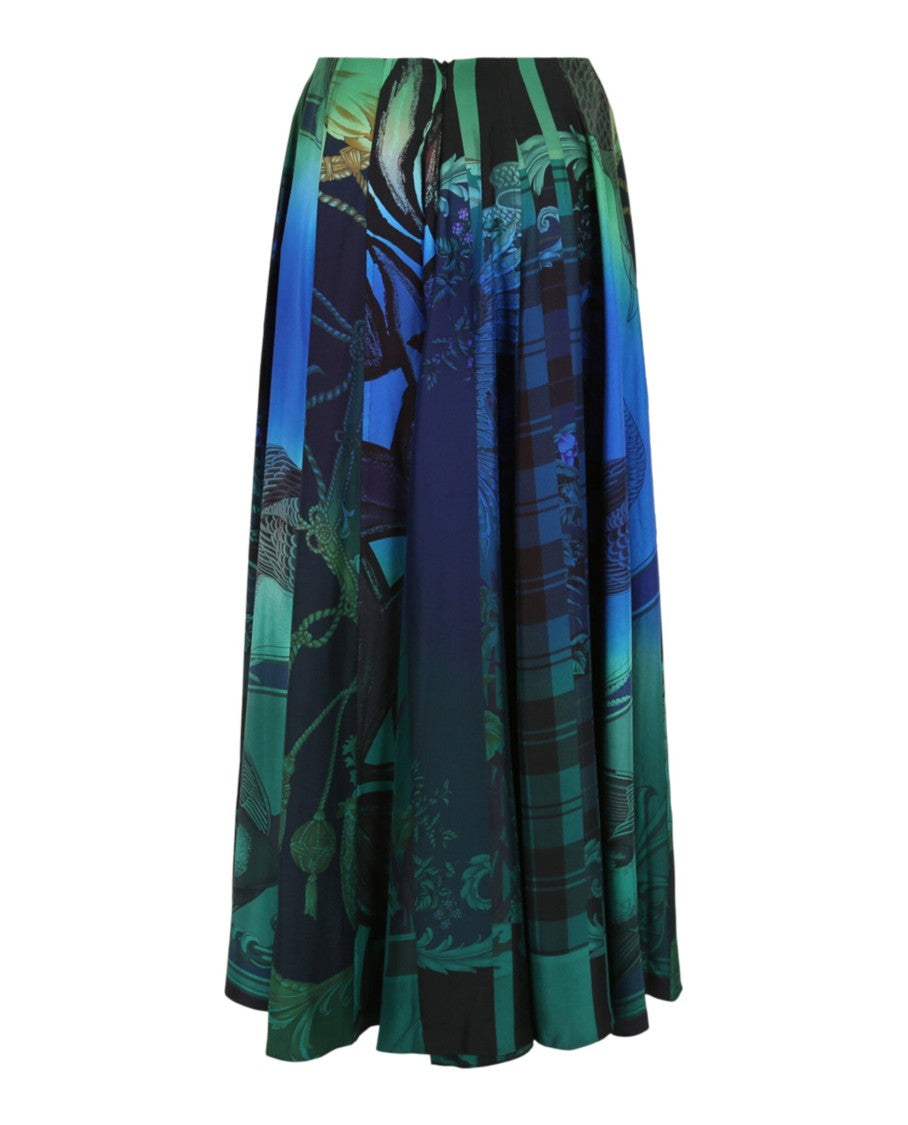 Ferragamo Graphic Printed Silk Midi Skirt