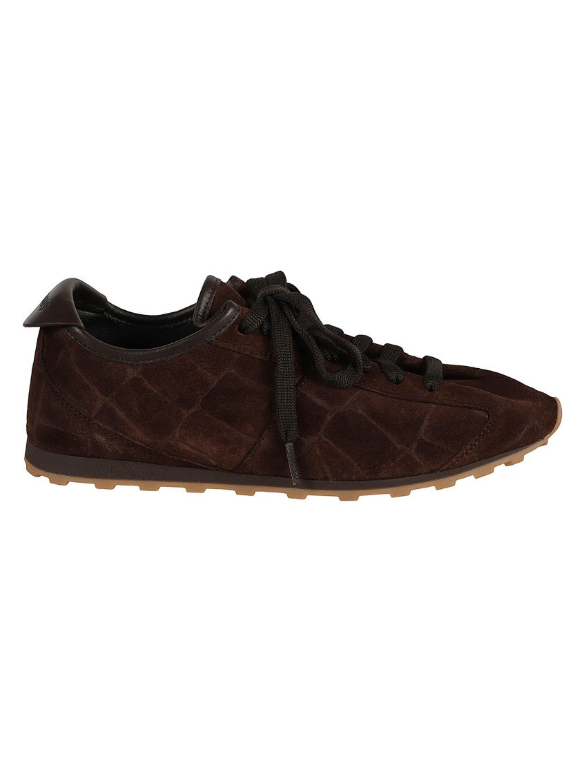Jacquemus Crocodile-Effect Suede Sneakers
