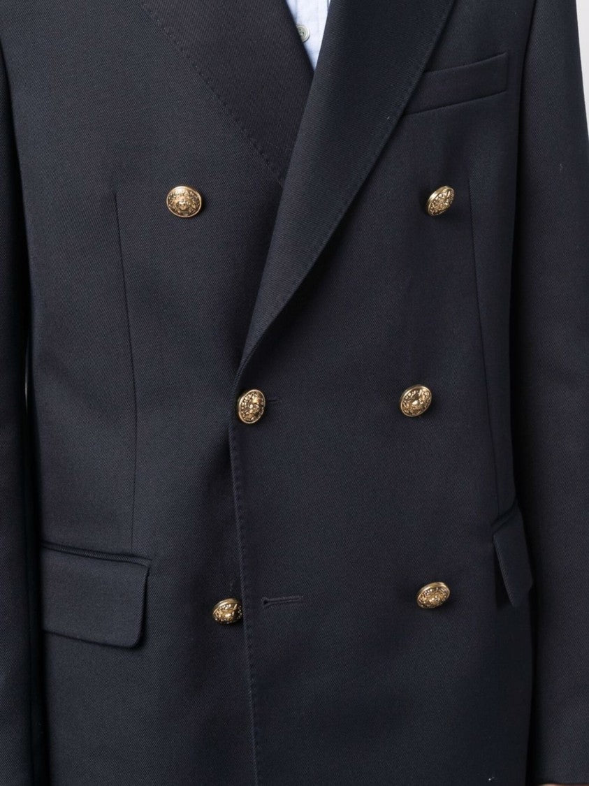 Golden Goose Navy Blue Peak Lapels Wool Blazer