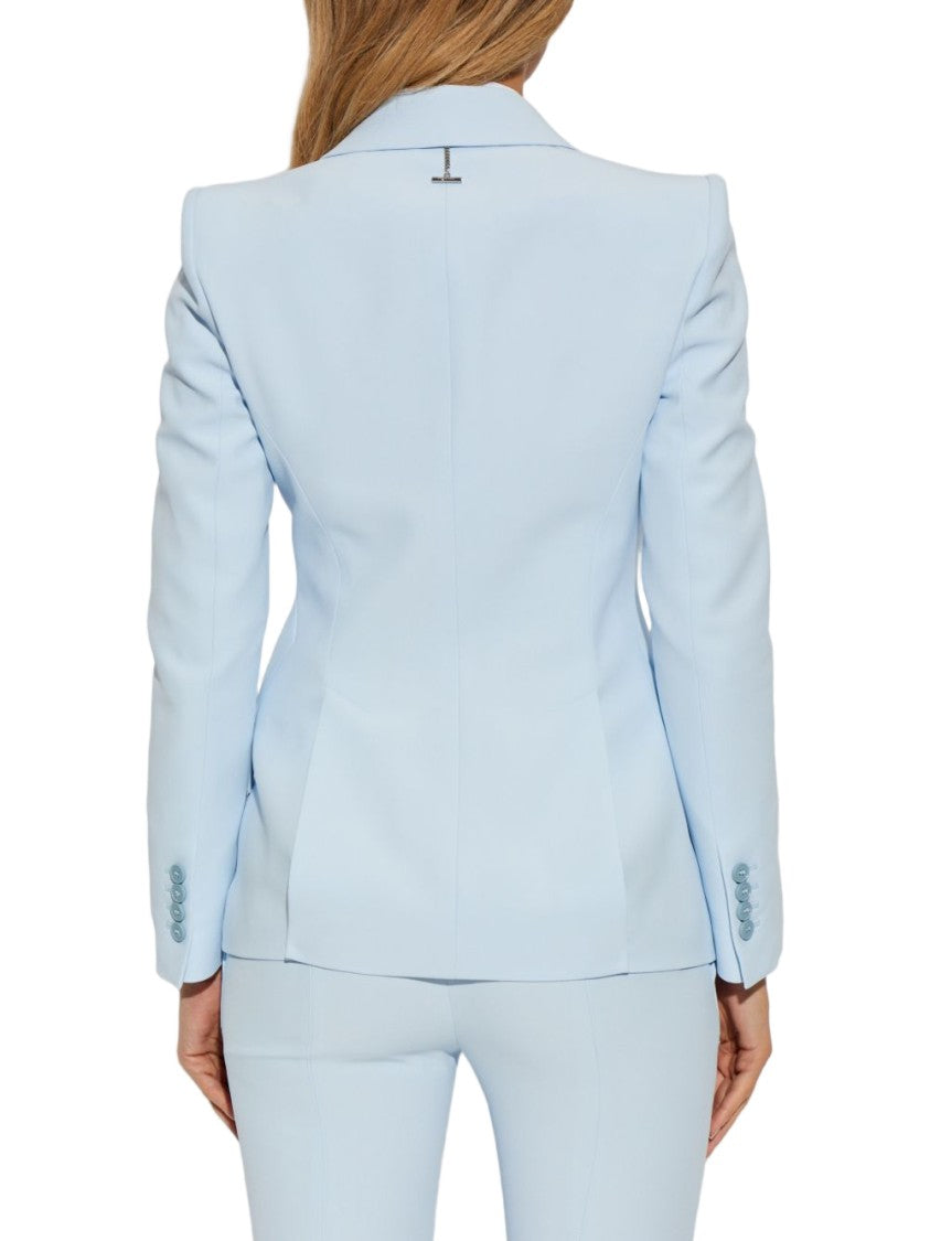 Alexander Mcqueen Powder Blue Blazer And Fit-Flare Trousers Set