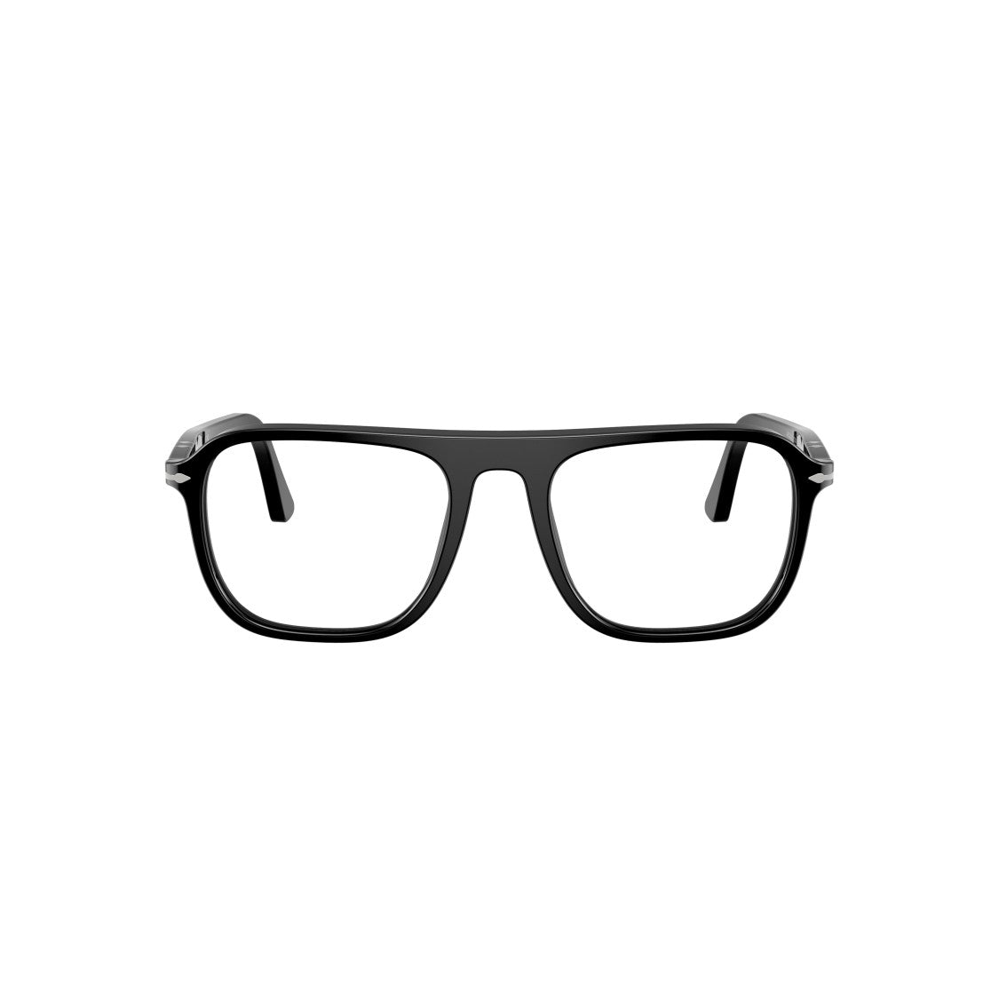 Persol 0Po3359v Glossy Black Rectangular Acetate Eyeglasses With Silver Accents