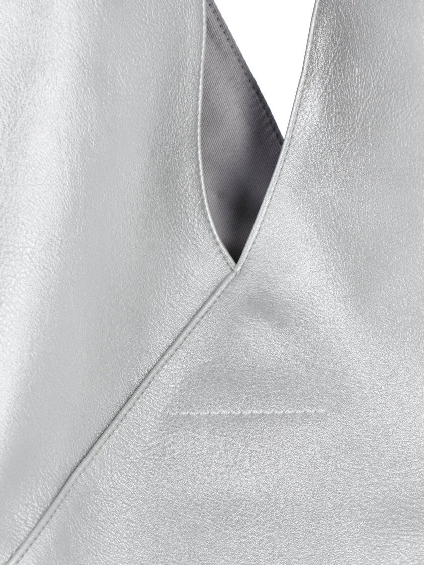 Mm6 By Maison Margiela Structured Silver Bag With Minimalistic Design