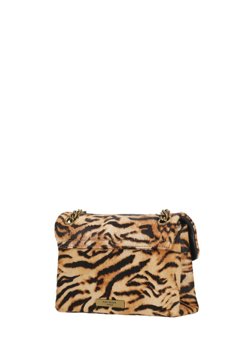 Kurt Geiger Tiger Pony Skin Rhinestone Accents Mini Shoulder Bag
