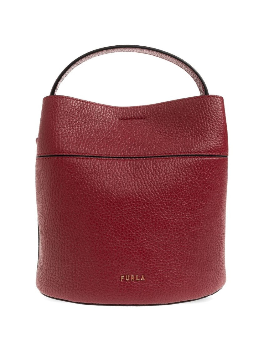 Furla Cherry Amelia Mini Pebbled Bucket Bag