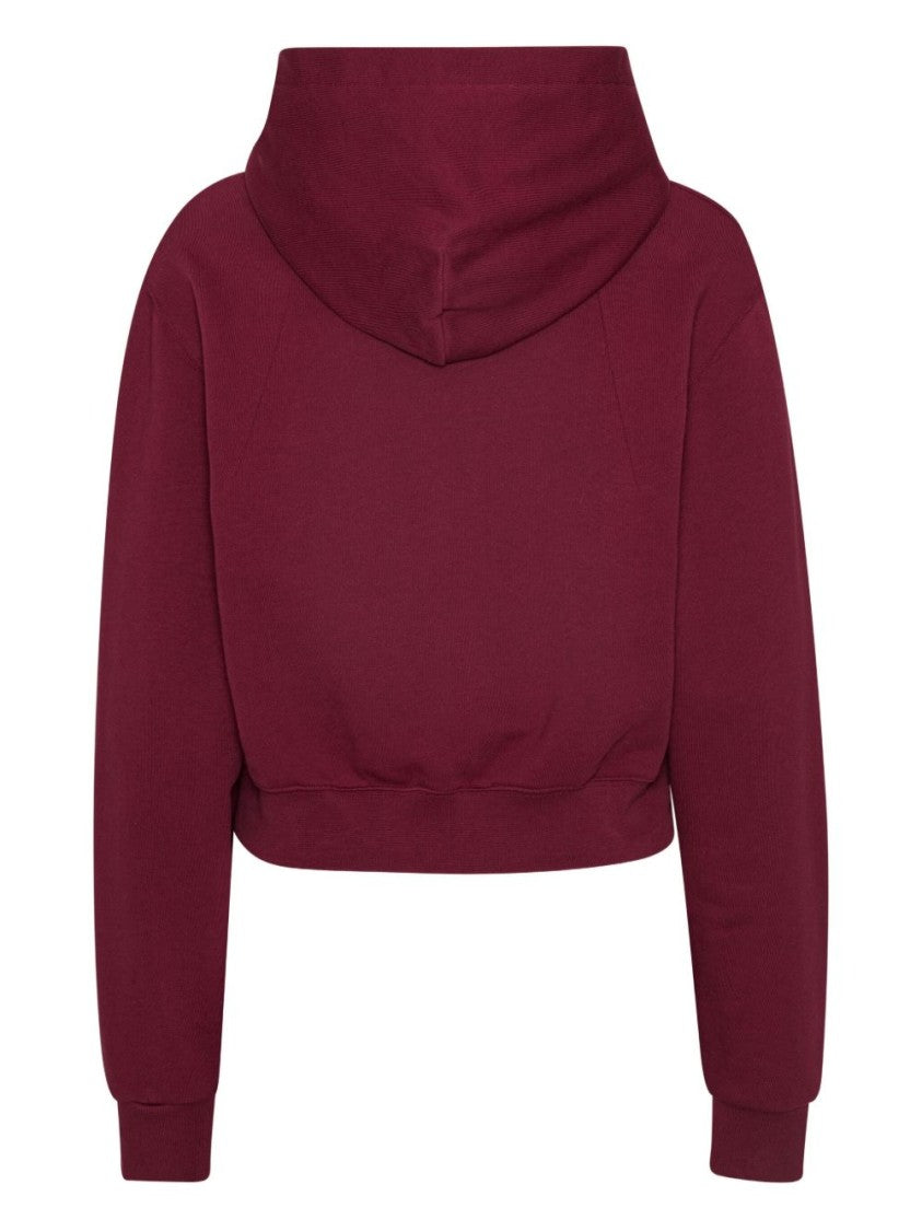 Rotate Bordeaux-Hued Cropped Sweatshirt With Minimal Design