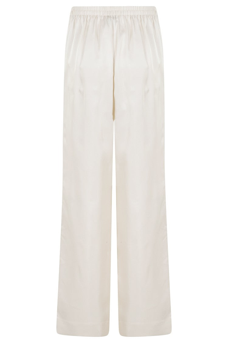Loulou De Saison Ivory Lars Cut-Out Insert Elastic-Waistband Silk Pants