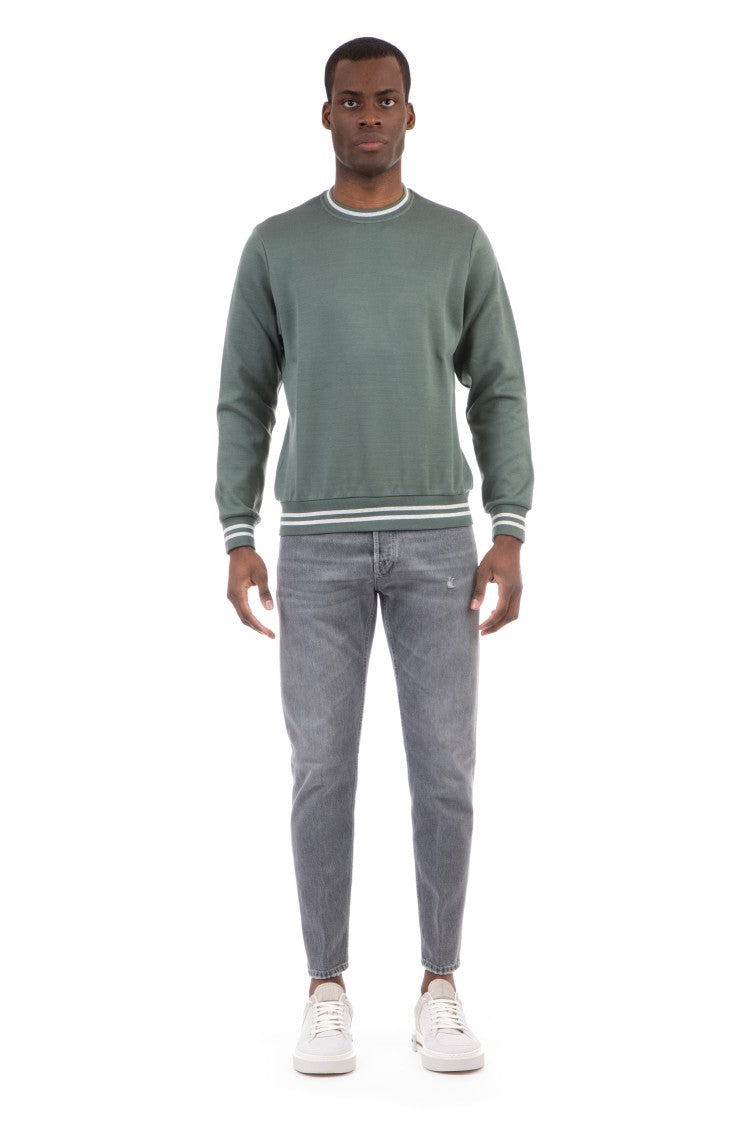 Eleventy Cotton Crewneck Sweatshirt With Trim