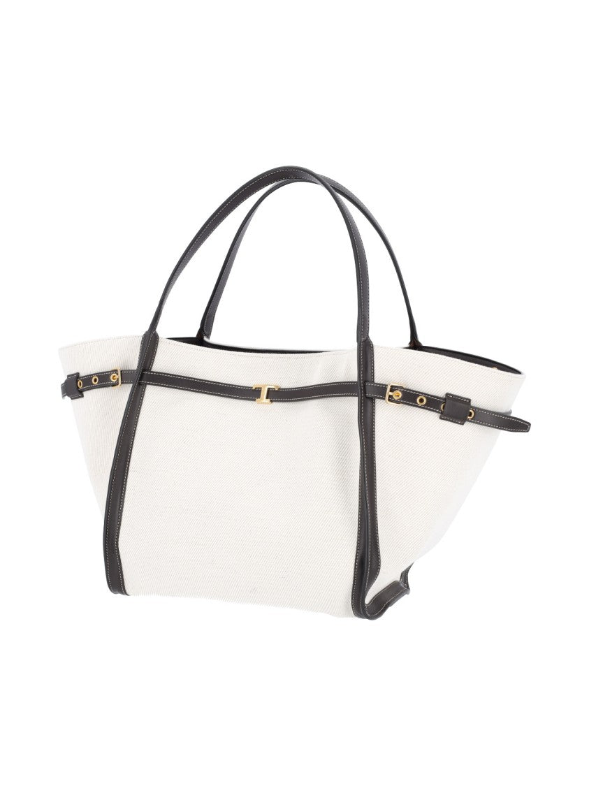 Tod's White Tim Medium Linen Tote Bag