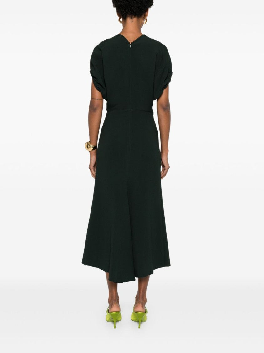 Victoria Beckham Midi Dress With Deep V-Neckline
