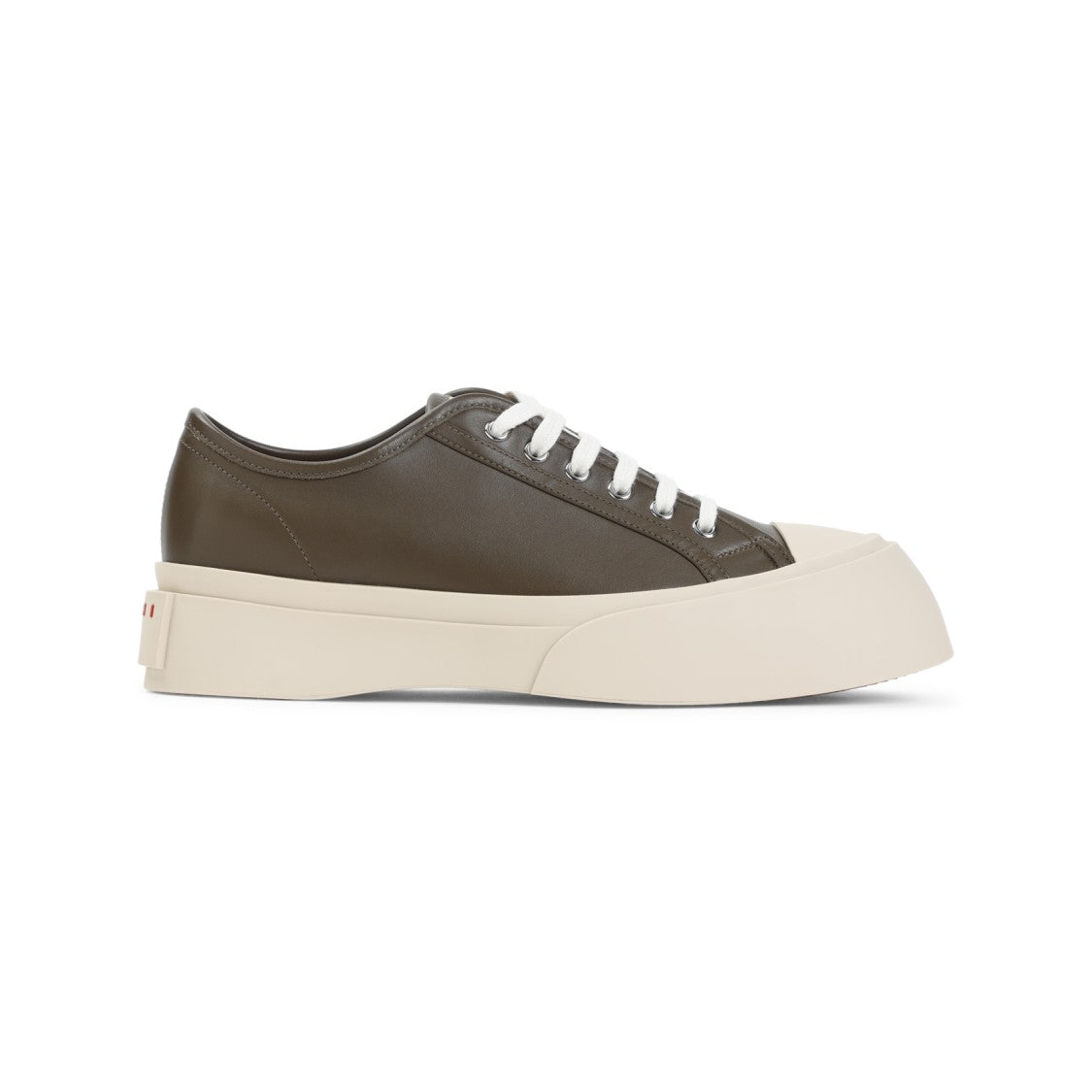 Marni Sage Green Calf Leather Sneakers With Sole