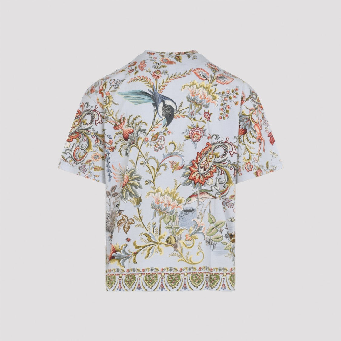 Etro Botanical Print Cotton T-Shirt With Decorative Hem Detail