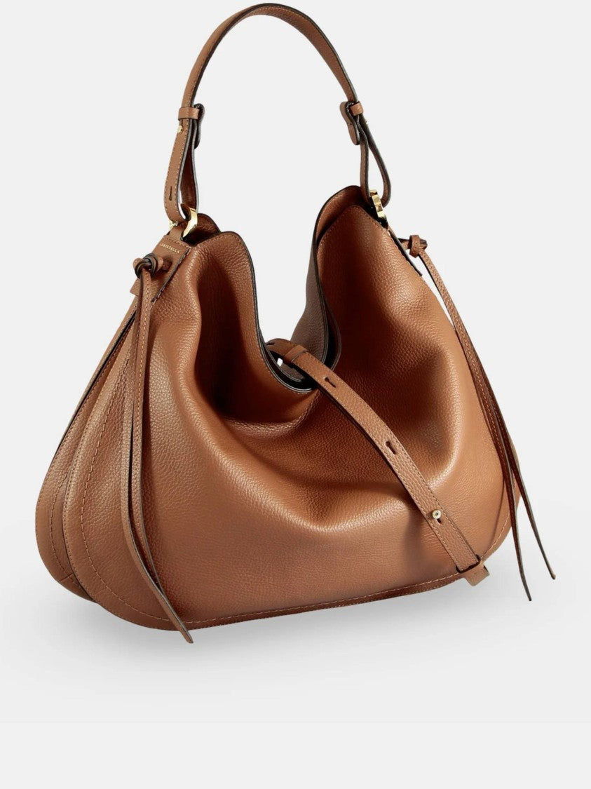 Loristella Warm Brown Carola Textured Leather Handbag