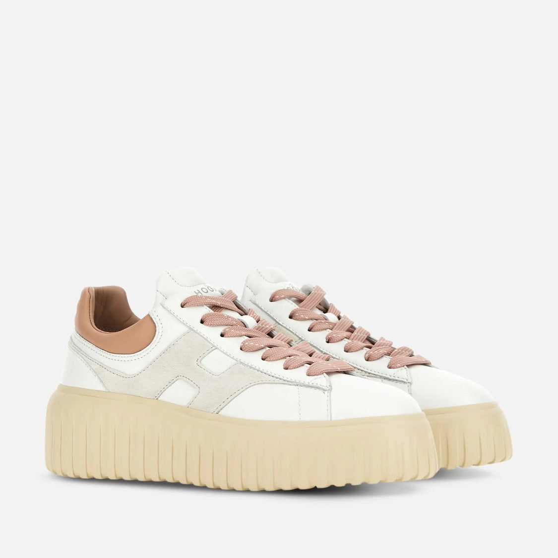 Hogan White Sneakers With Rose Gold Accents