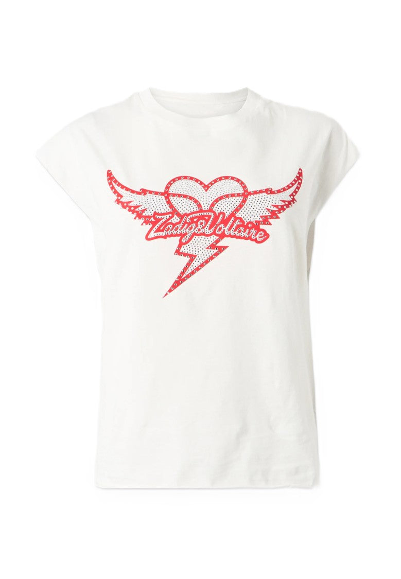 Zadig & Voltaire White Boxy Winged Heart Graphic Top