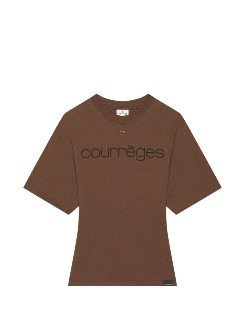 Courrèges Brown Fitted Subtle Logo T-Shirt