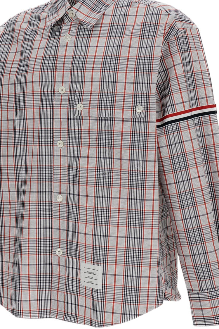 Thom Browne Oversized Multicolor Check Shirt With Grosgrain Details